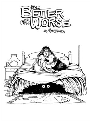 April and the dogs imagine a monster under the bed