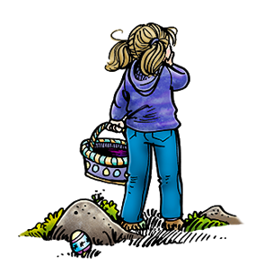 Young Elizabeth looks for Easter eggs